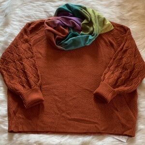 Cupshe Terracotta Women's Sweater with Textured Sleeves